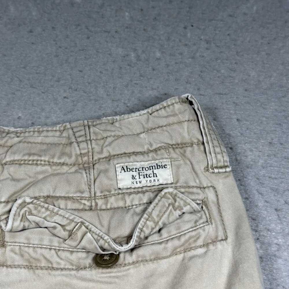 Abercrombie & Fitch Men’s Shorts 36 Khaki Button Fly Distressed Heavy Cargo